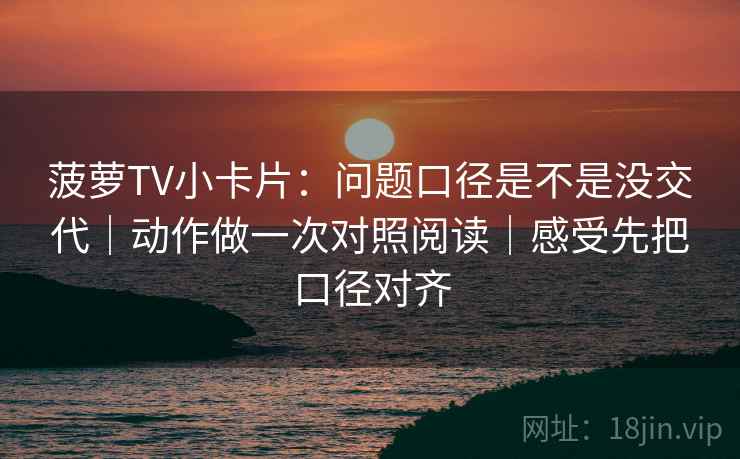 菠萝TV小卡片：问题口径是不是没交代｜动作做一次对照阅读｜感受先把口径对齐  第2张
