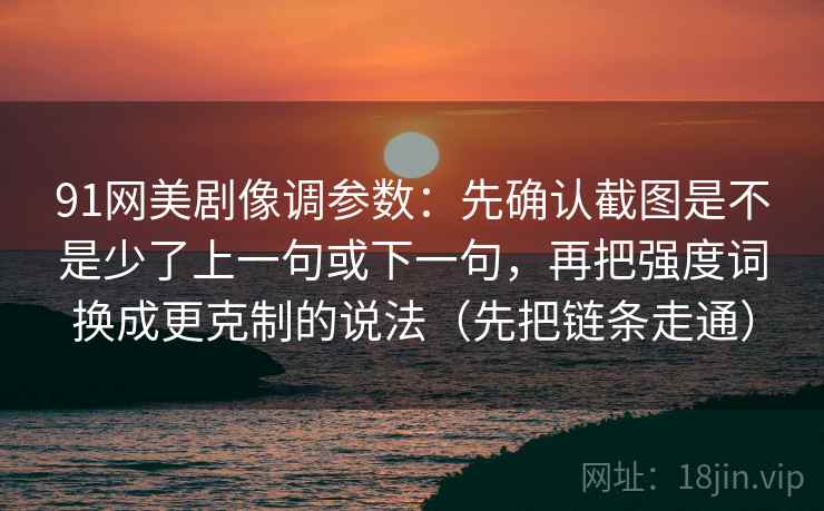 91网美剧像调参数：先确认截图是不是少了上一句或下一句，再把强度词换成更克制的说法（先把链条走通）